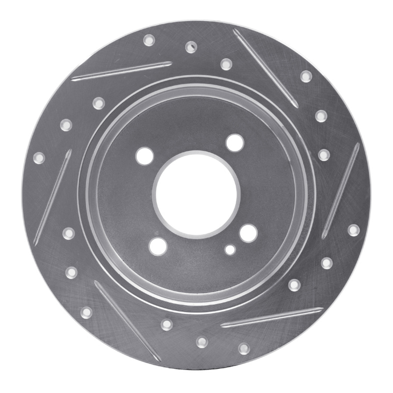 Dodge Attitude Brake Rotor (1) - Rear Left - R1 Concepts - Drilled & Slotted - Silver - `12-`25